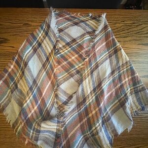 Plaid Fringe Poncho